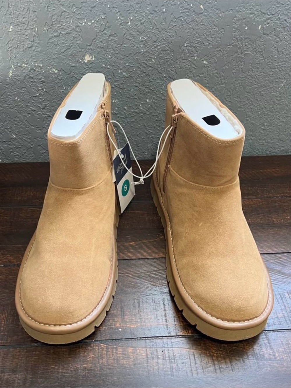 Universal Thread Tan Suede Ankle Booties with Side Zip